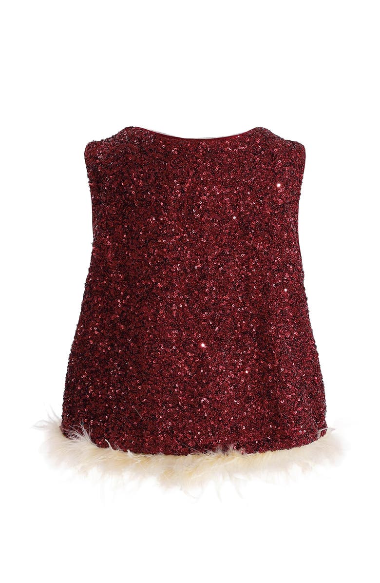 Tulleen Sequin Feather-Trim Set, Alternate, color, Red