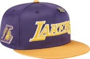 New Era Men's New Era  Purple/Gold Los Angeles Lakers Throwback Satin Vintage Pin Two-Tone 59FIFTY Fitted Hat