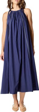 English Factory Tie Strap Trapeze Midi Sundress