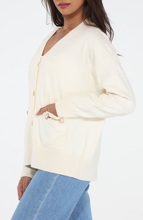 Rain And Rose V-neck Cardigan In White