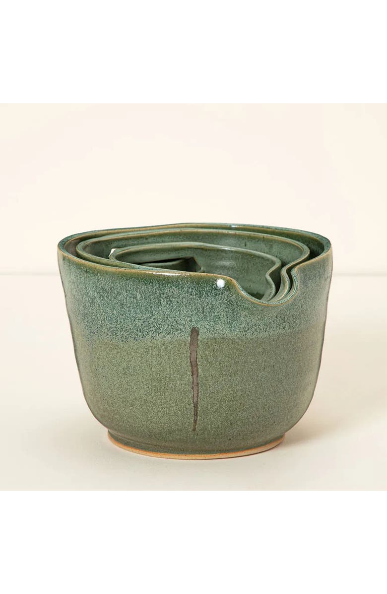 Uncommon Goods Nesting Stoneware Mixing Bowls - Set of 3 by Maggy Ames Handmade, Alternate, color, Green