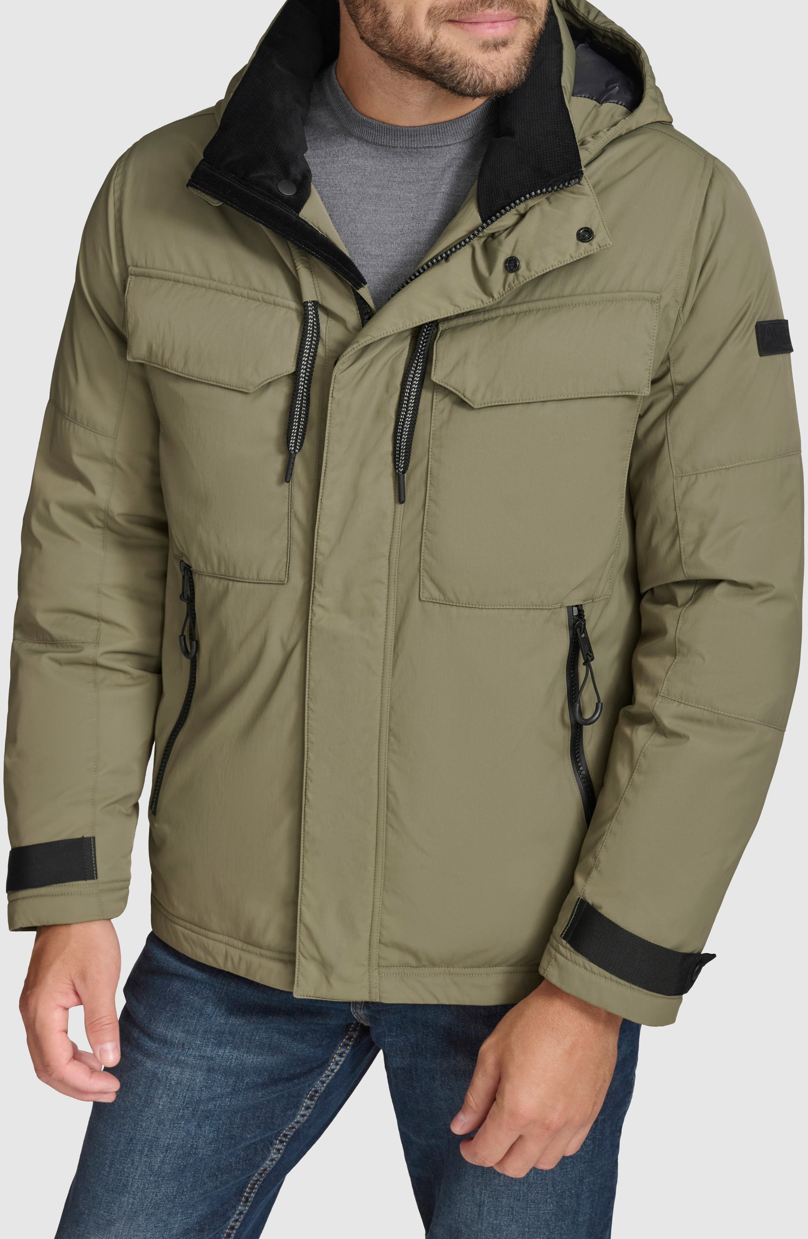 Hooded Utility Down & Feather Fill Jacket