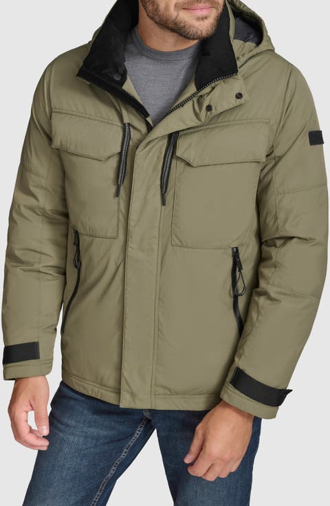 Hooded Utility Down & Feather Fill Jacket