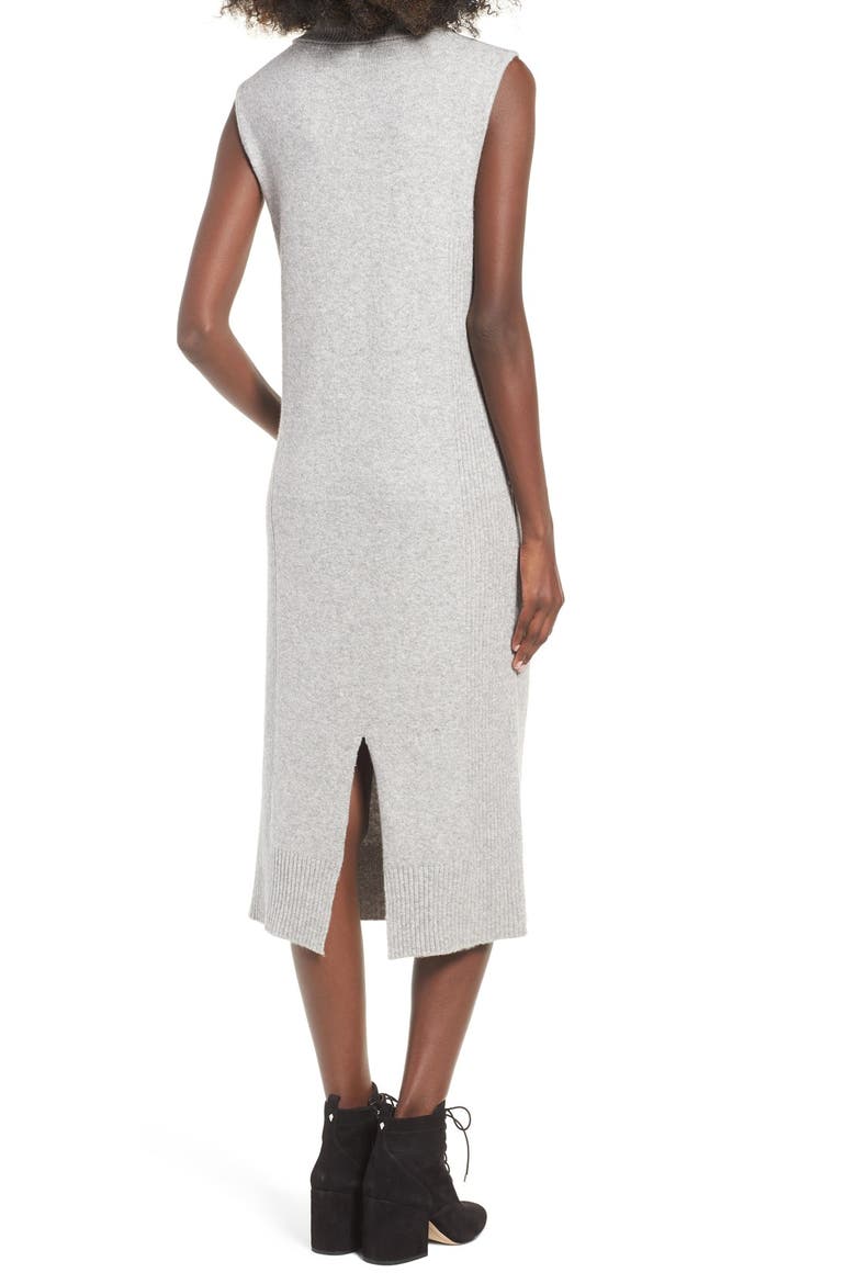Sleeveless Turtleneck Knit Midi Dress, Alternate, color, GREY MEDIUM HEATHER