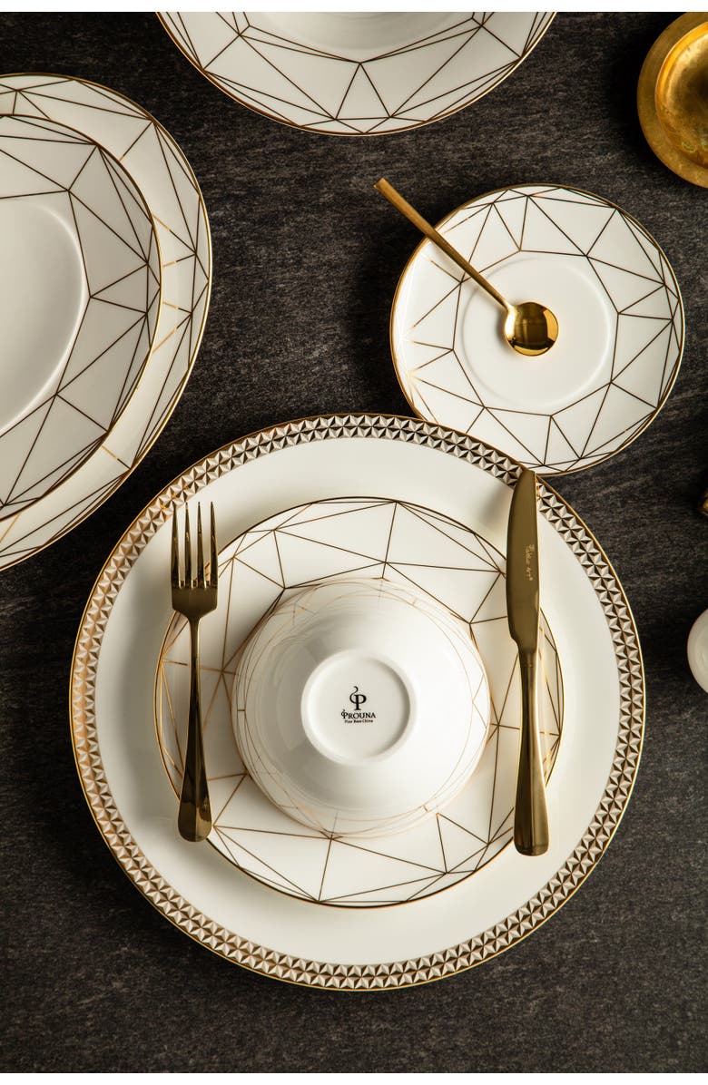 Prouna Gem Cut Gold Charger Plate, Alternate, color, White