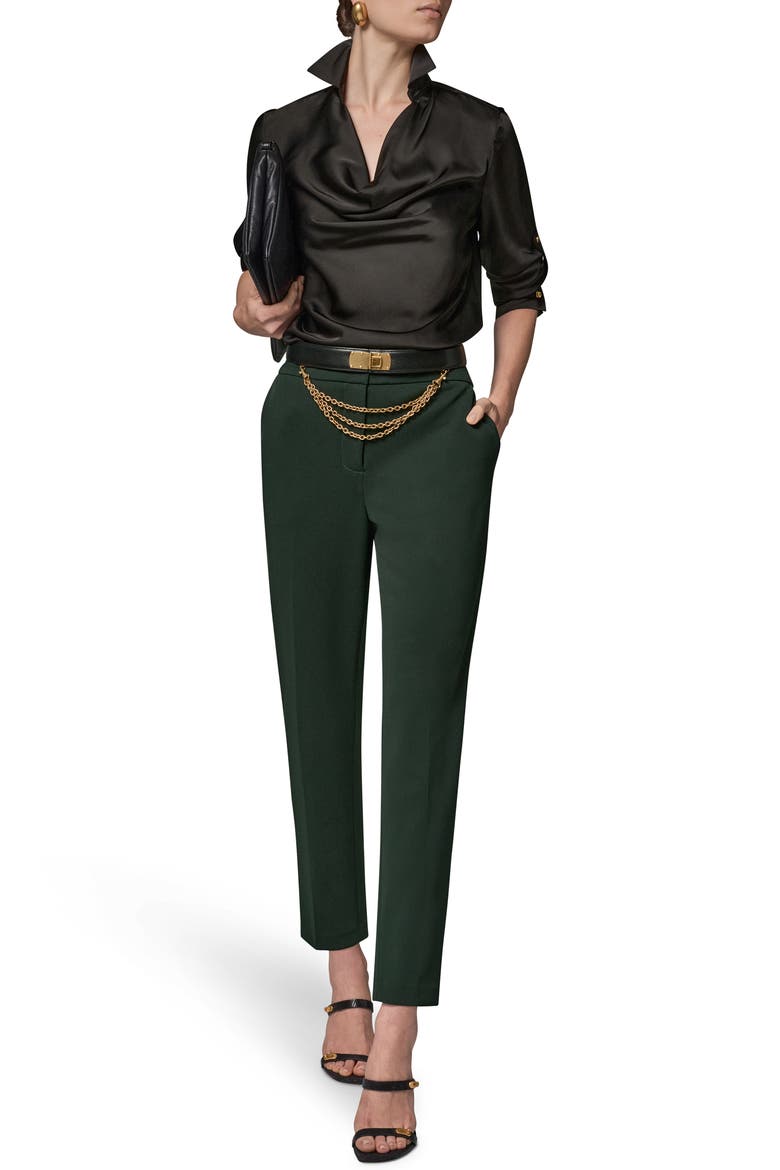 Cowl Neck Top with Roll Sleeves, Alternate, color, BLACK