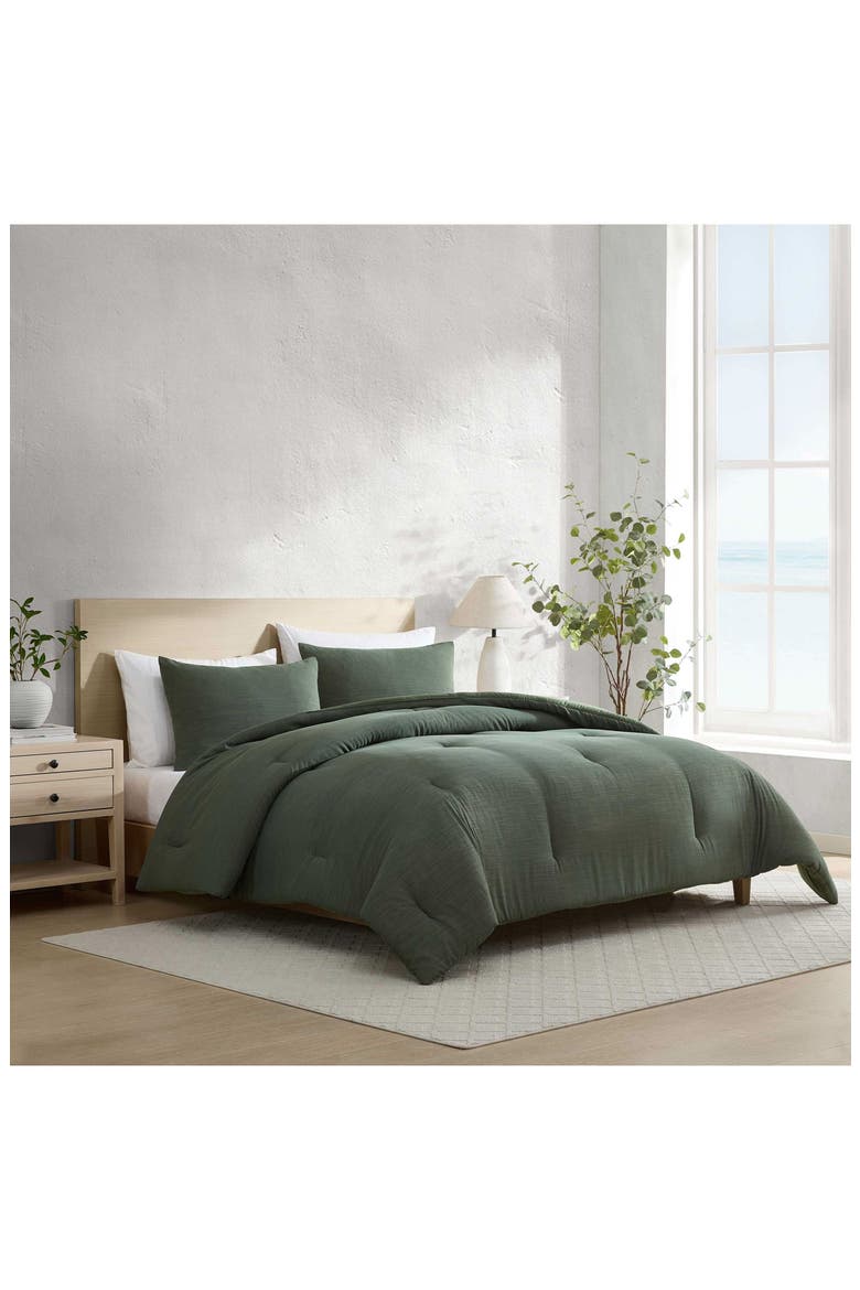 Herringbone Chenille Jacquard Duvet Set, Alternate, color, LIGHT/ GREEN