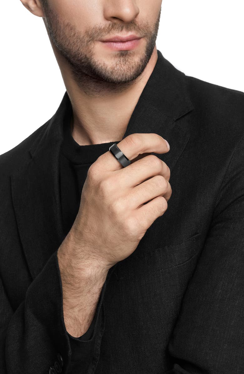 David Yurman Beveled Titanium Band, Alternate, color, Black Titanium
