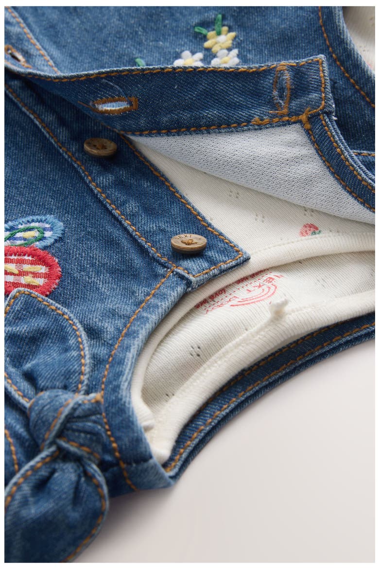 Embroidered Denim Dress & Strawberry Bodysuit Set, Alternate, color, BLUE