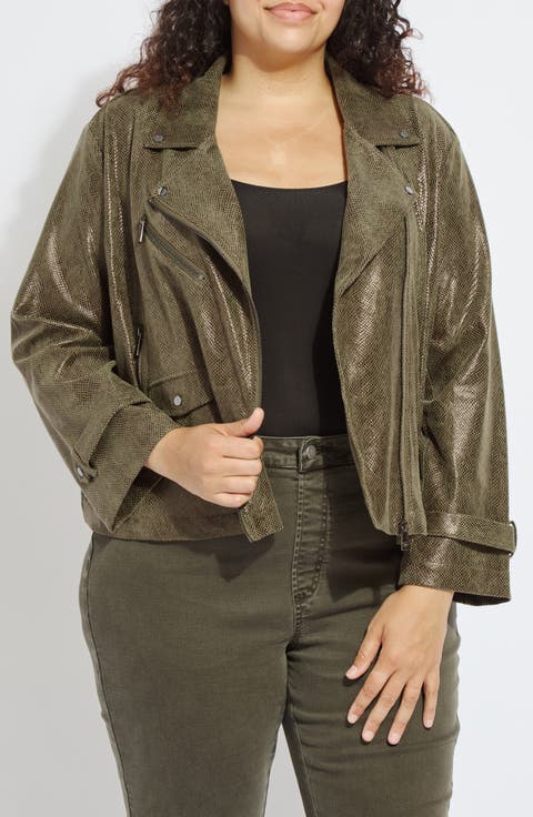 Emory Faux Leather Snake Embossed Moto Jacket