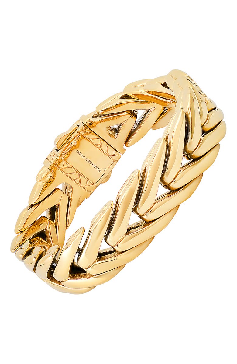 HMY JEWELRY Chunky Wheat Chain Bracelet, Alternate, color, Gold