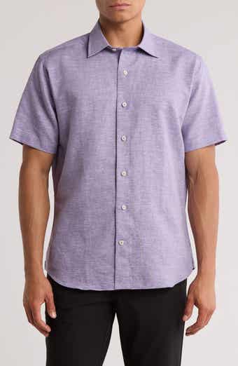 David Donahue Short Sleeve Linen & Cotton Sport Shirt