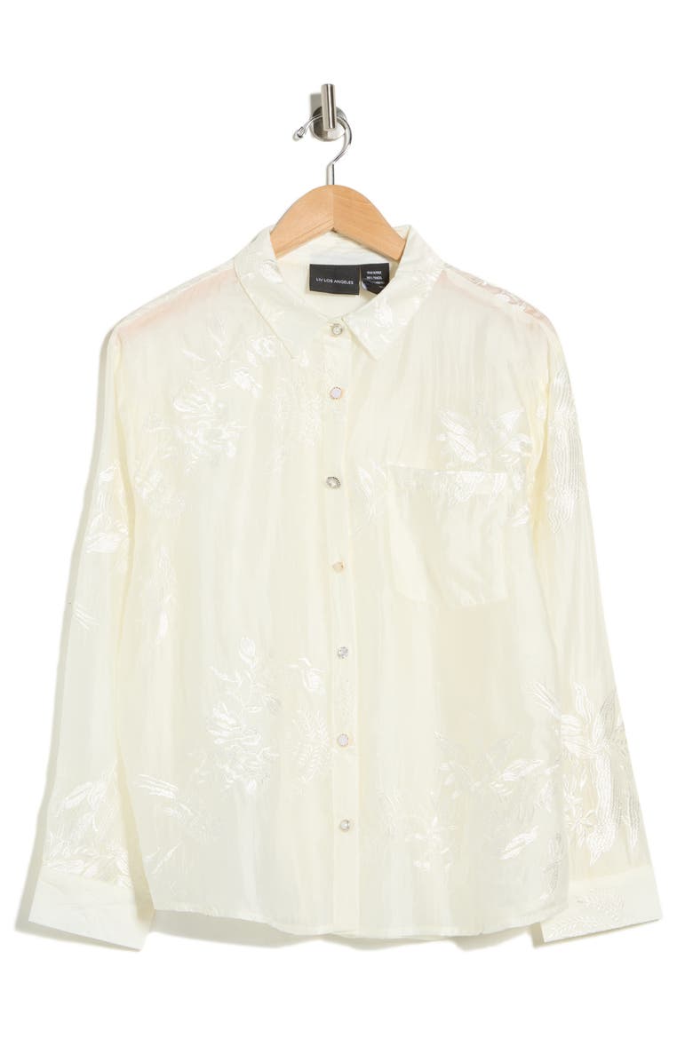 Forgotten Grace Embroidered Button-Up Shirt, Main, color, Natural