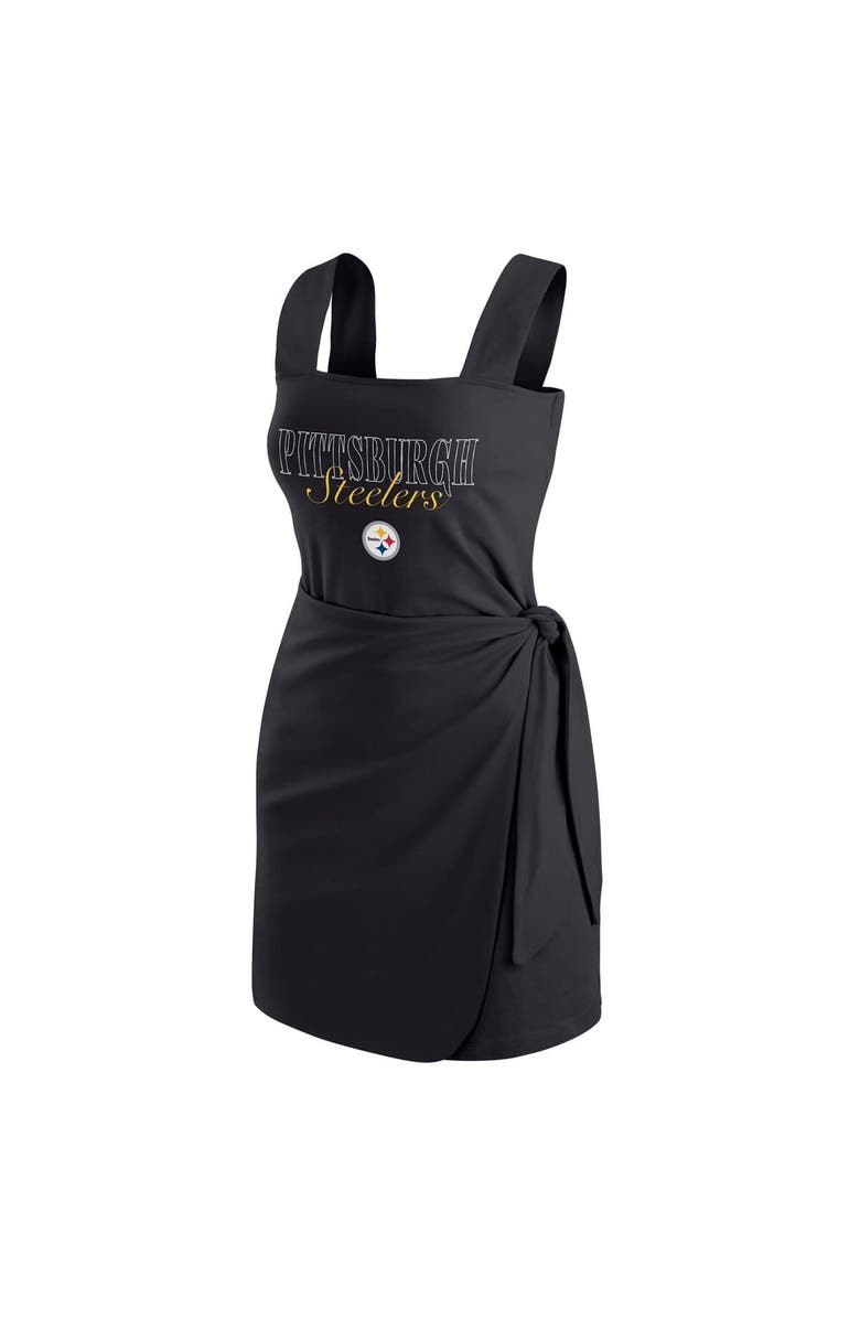 WEAR by Erin Andrews Women's WEAR by Erin Andrews Black Pittsburgh Steelers Wrap Dress, Alternate, color, Black