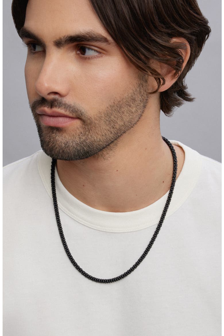 Matte Black Caviar Ceramic Beaded Necklace, Alternate, color, BLACK