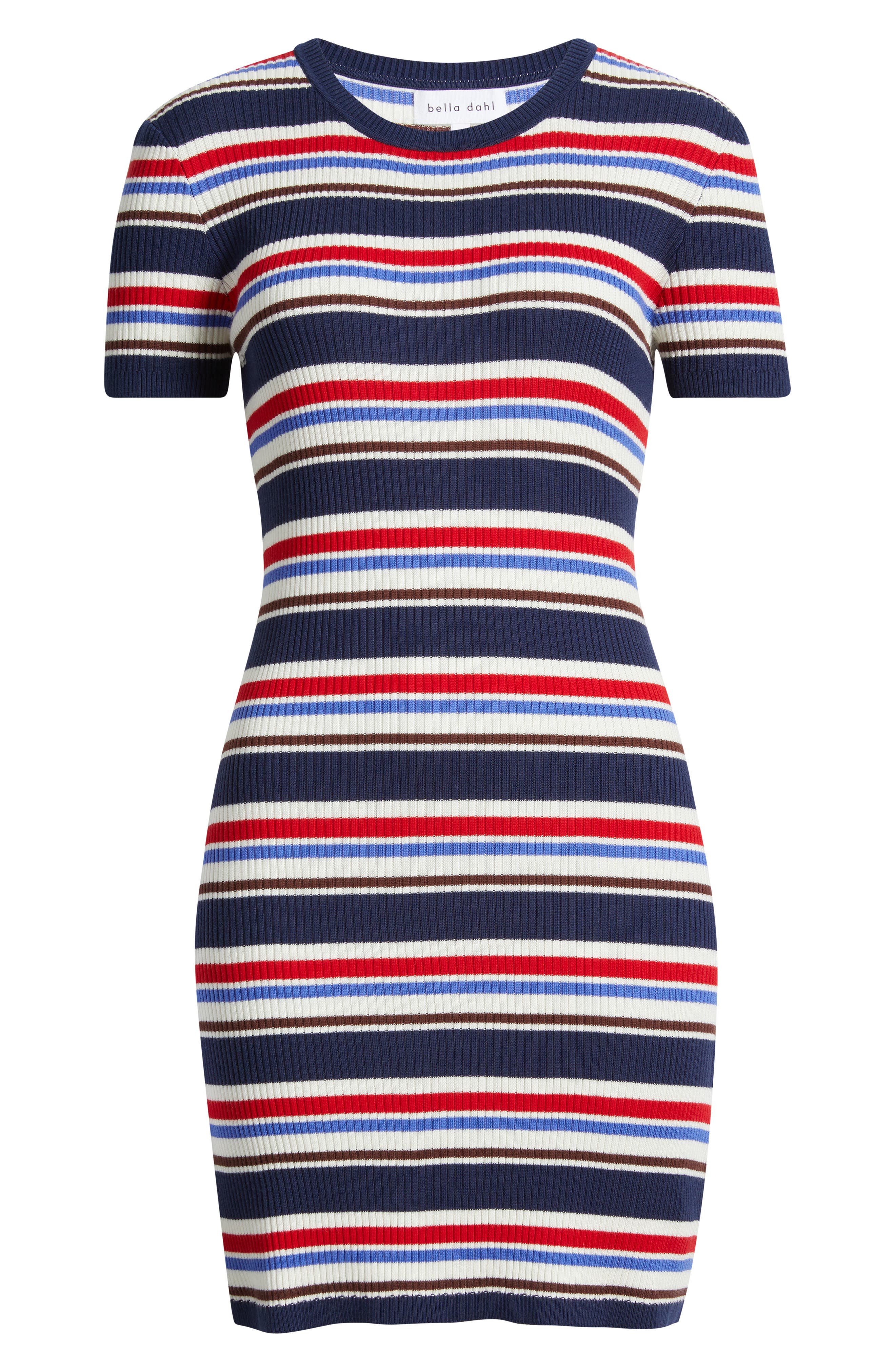 Bella Dahl Stripe Rib Minidress In Blue