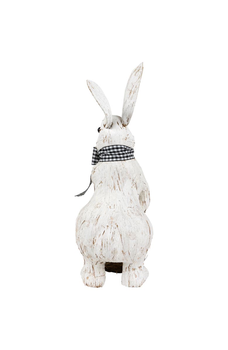 Northlight Rabbit with Easter Basket Decoration - 13" - Brushed White, Alternate, color, White