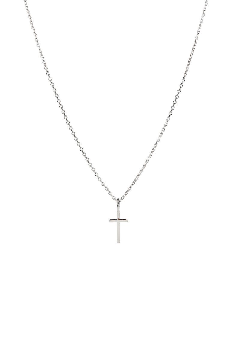 14k Gold Plated Marielle Mini Cross Necklace Gift Idea, Main, color, Silver