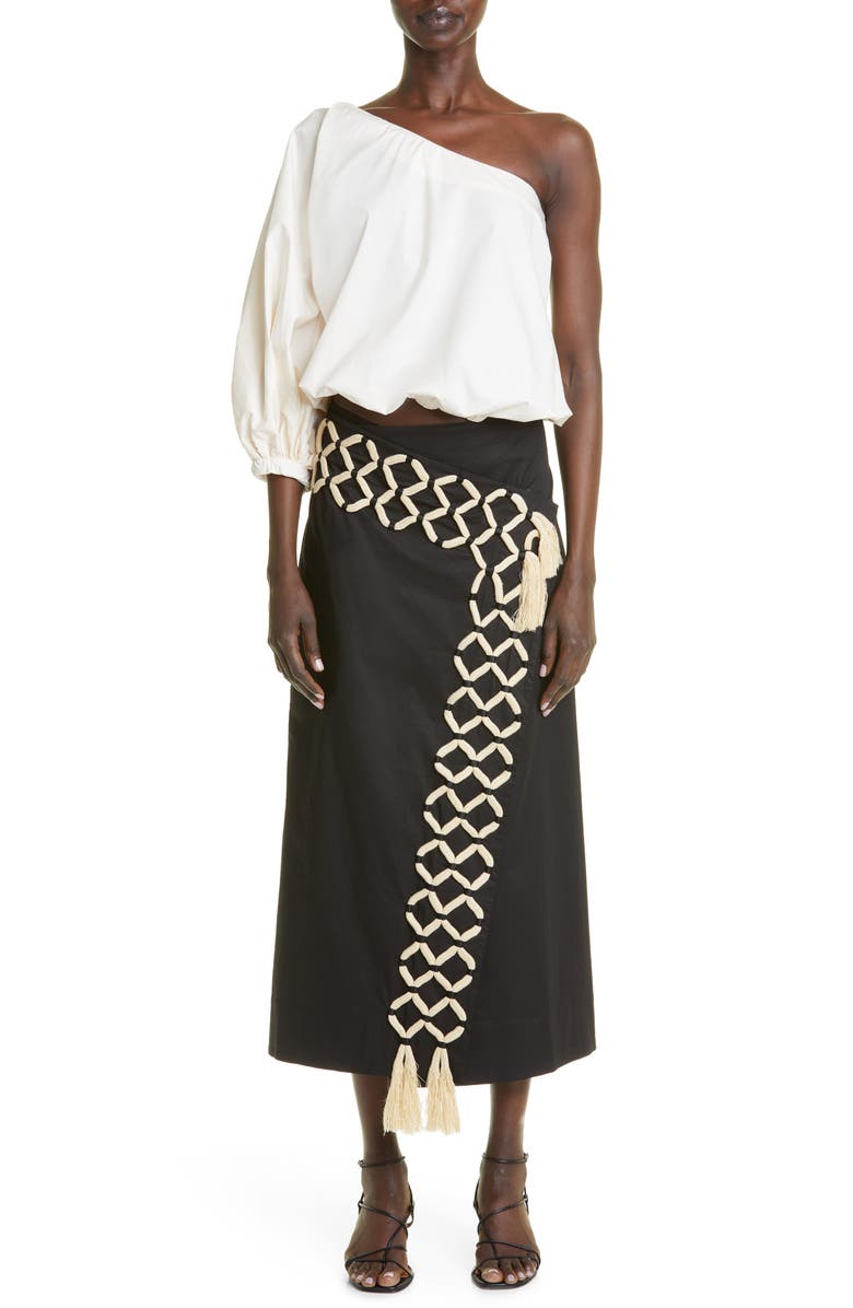 Johanna Ortiz Del Mar Rope Trim Wrap Midi Skirt, Alternate, color,