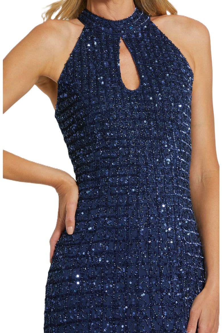 Embellished Halter Neck Keyhole Gown, Alternate, color, Midnight