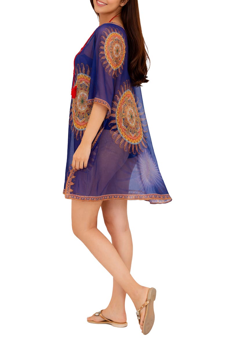 RANEES Short Cover-Up Poncho, Alternate, color, Blue
