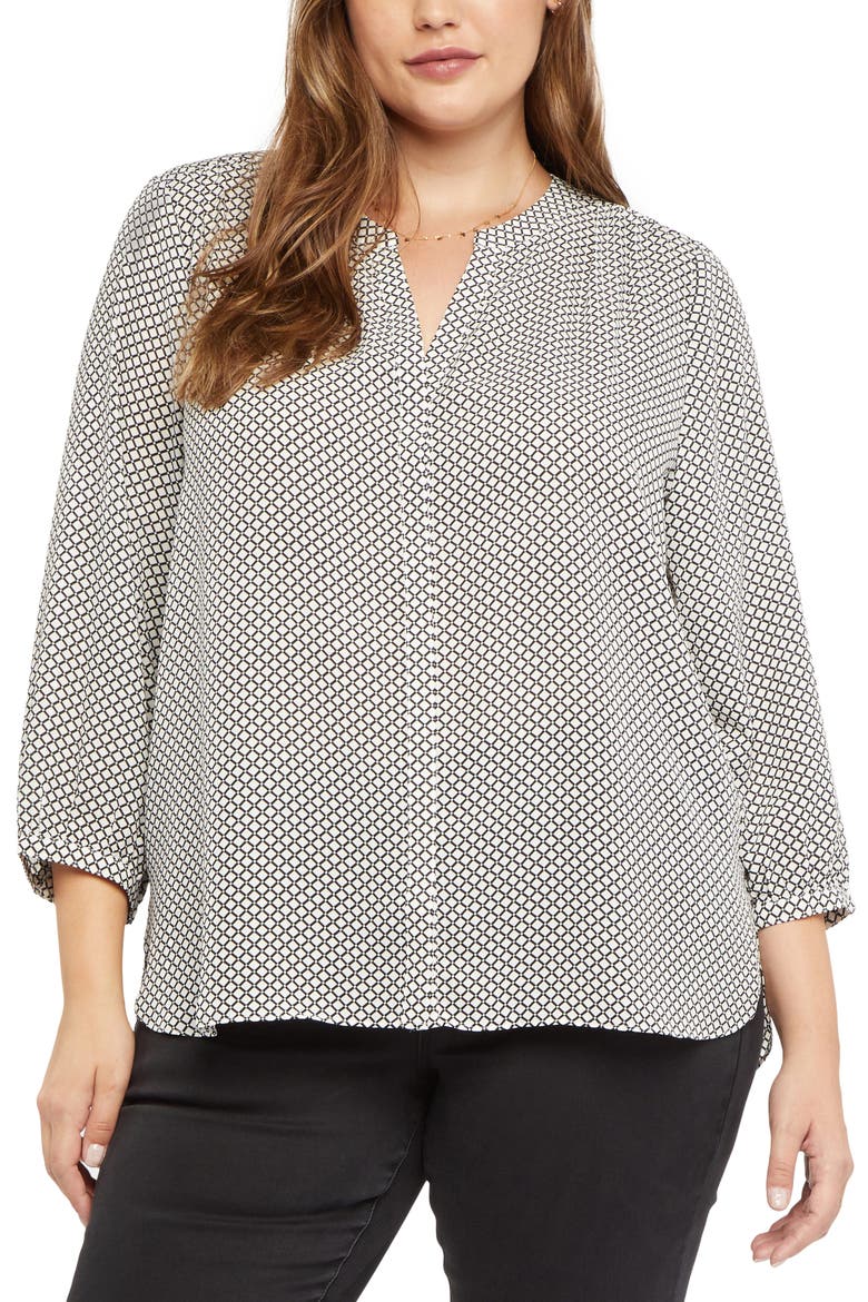 Semisheer Pintuck Blouse, Main, color, BARLOW GEO