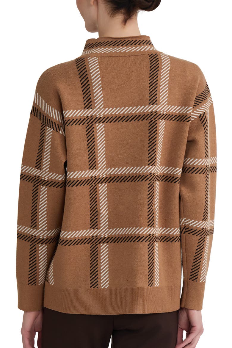 Plaid Jacquard Mock Neck Sweater, Alternate, color, CARAMEL MULTI