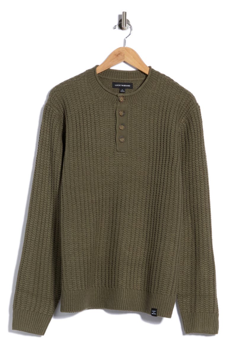 Roll Neck Textured Henley Sweater, Main, color, DUSTY OLIVE