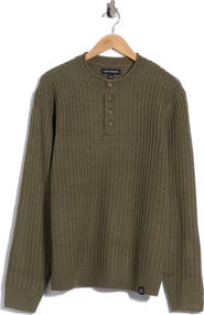 Lucky Brand Roll Neck Textured Henley Sweater
