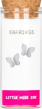 Little Miss Zoe Kids' Sterling Silver Silver Butterfly Stud Earrings in Gift Bottle