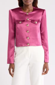 Cinq à Sept Rainier Crop Satin Jacket