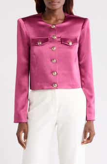 Cinq à Sept Rainier Crop Satin Jacket