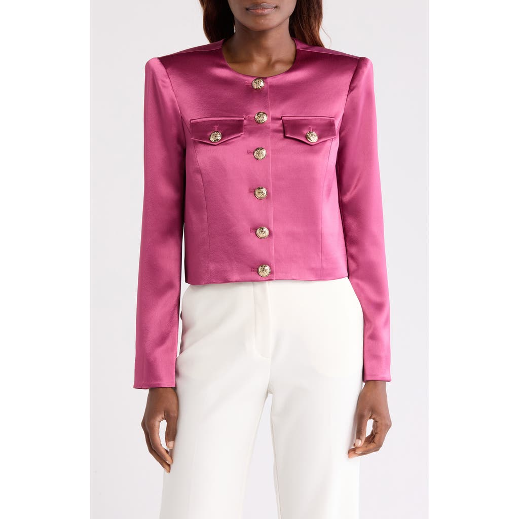 Cinq À Sept Rainier Crop Satin Jacket