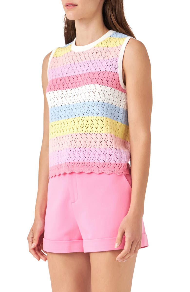 English Factory Stripe Sleeveless Knit Top, Alternate, color, 