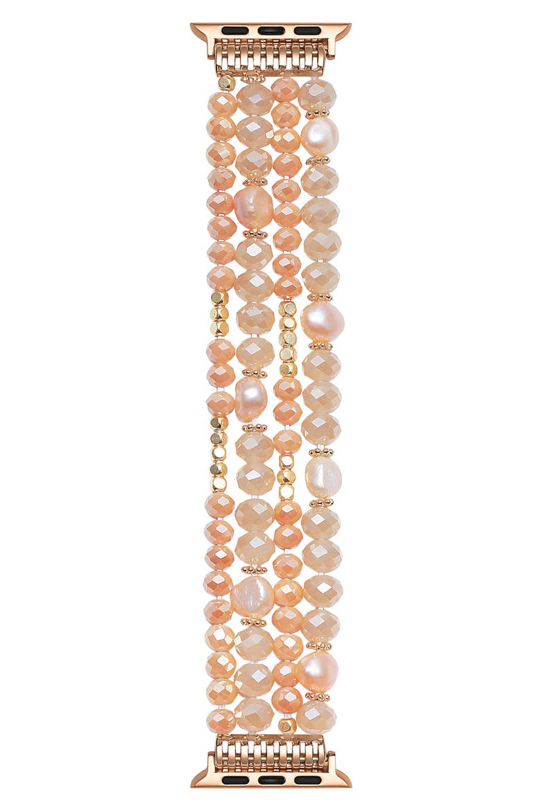 Demi Rose Gold Beaded Bracelet Apple Watch® Band, Main, color, ROSE GOLD