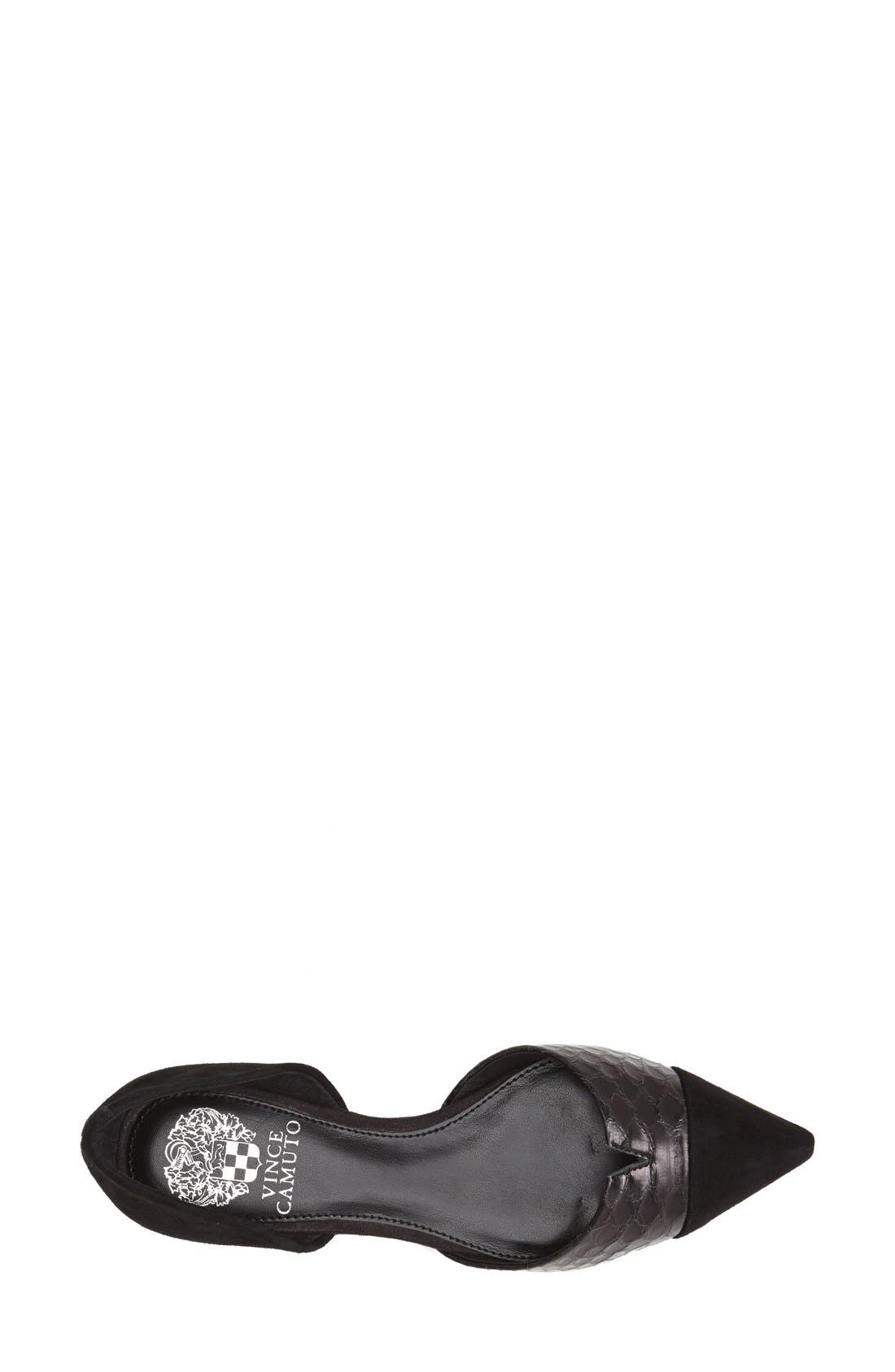 'Halia' d'Orsay Pointy Toe Flat, Alternate, color, BLACK SNAKE/ BLACK SUEDE