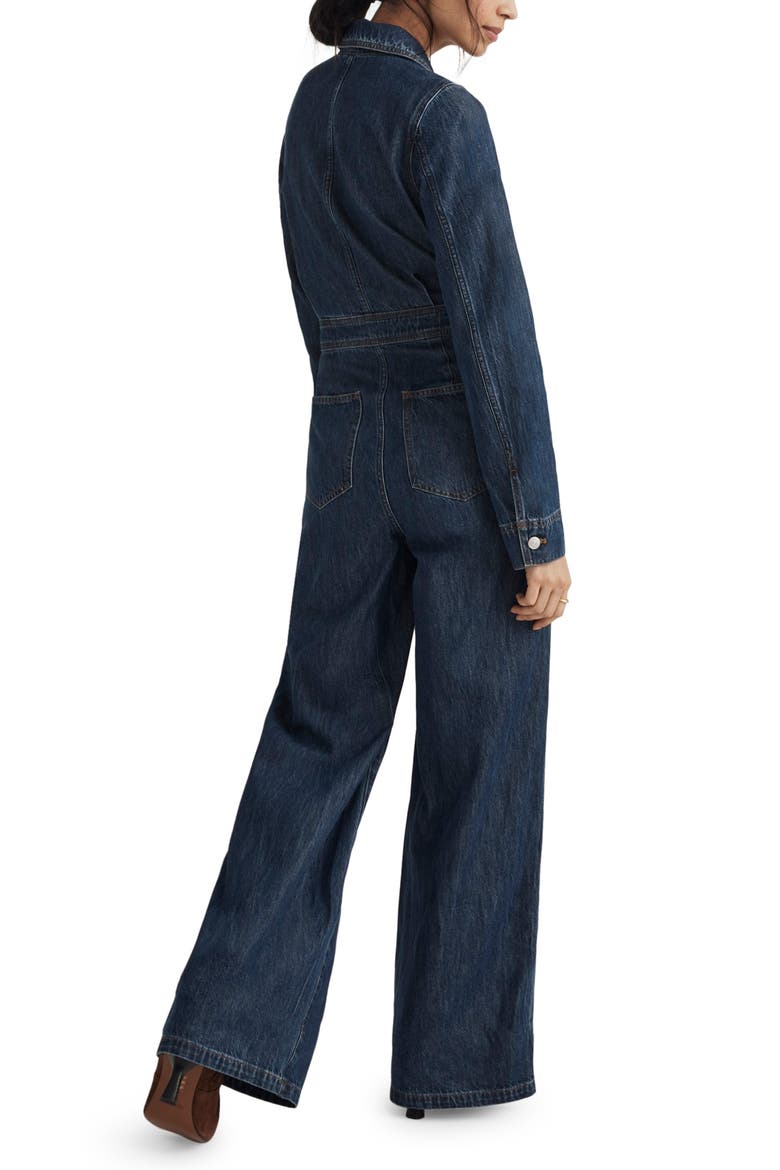 Long Sleeve Tailored Straight Leg Denim Jumpsuit, Alternate, color, NORVELL WASH