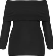 City Chic Florence Foldover Off the Shoulder Sweater