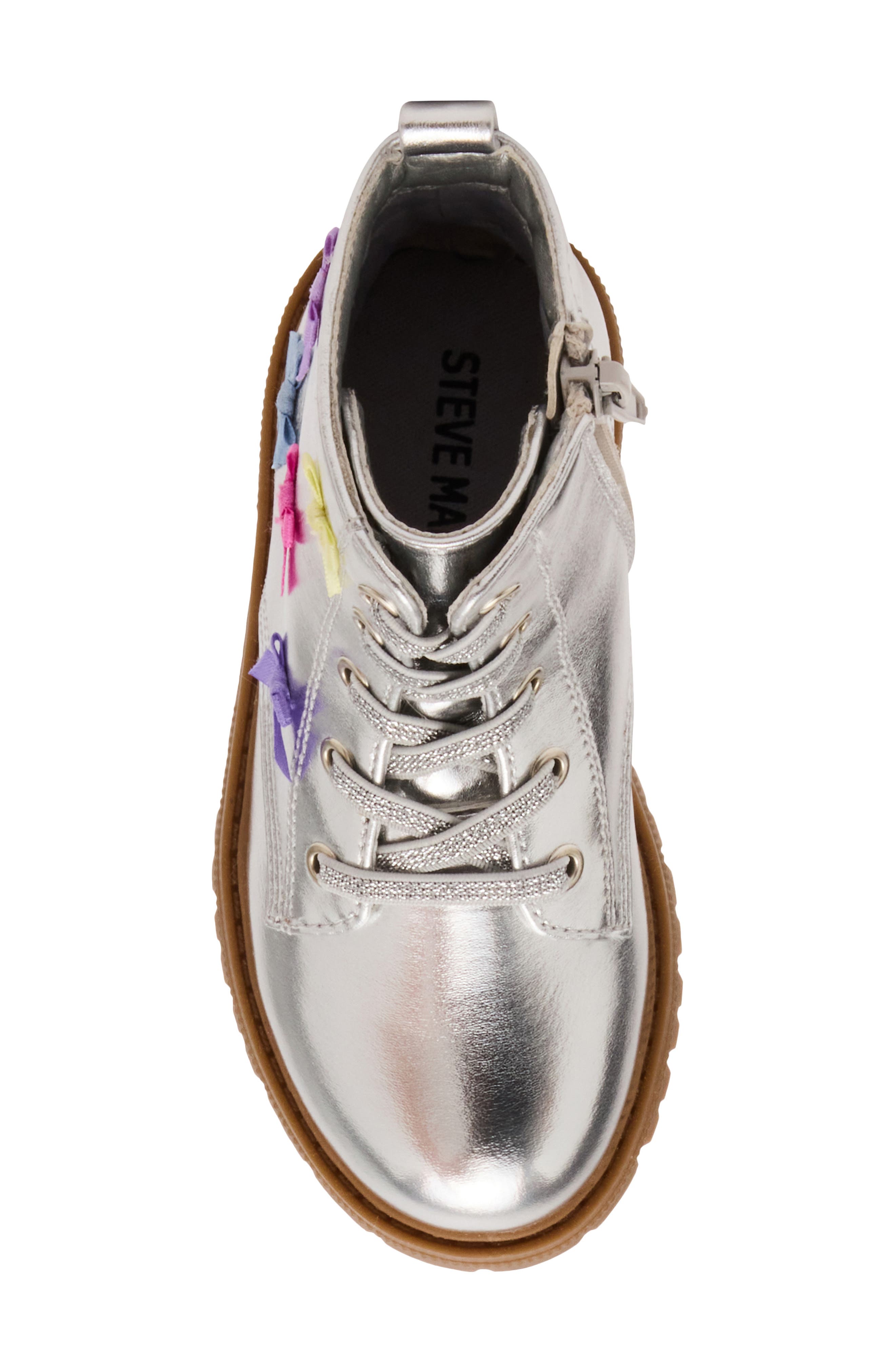 Kids' Fleur Faux Leather Boot, Alternate, color, SILVER