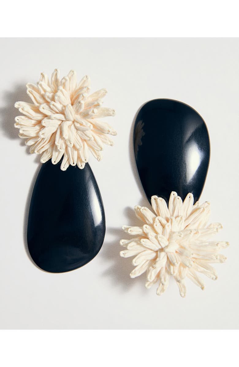 MANGO Resin Flower Drop Earrings, Alternate, color, Beige