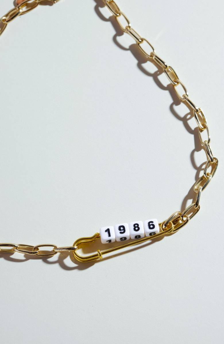 Nickel & Suede Safety Pin Necklace, Alternate, color, Gold