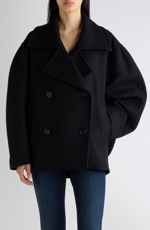 Short Wool Blend Cocoon Coat