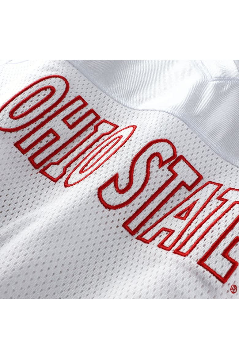 Women's ZooZatz White Ohio State Buckeyes Mesh Cropped V-Neck T-Shirt, Alternate, color, White