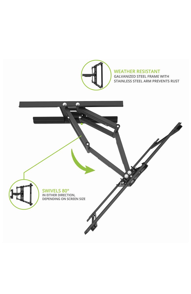 Kanto PDX650SG Stainless Steel Full-Motion Dual Stud Outdoor TV Mount for 37" - 75" TVs, Alternate, color, Black
