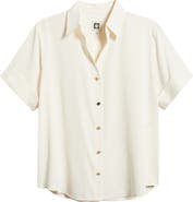 AK ANNE KLEIN Short Sleeve Button-Up Shirt