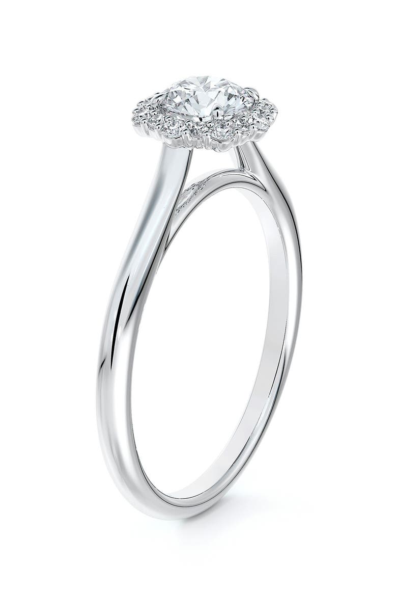 Center of My Universe® Floral Halo Diamond Engagement Ring, Alternate, color, PLATINUM-D0.50CT