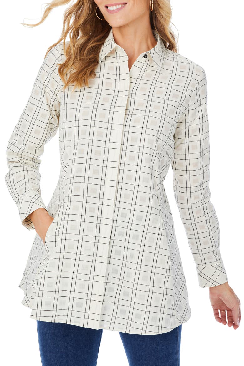 Cici Plaid Cotton Tunic, Main, color, WHITE MULTI