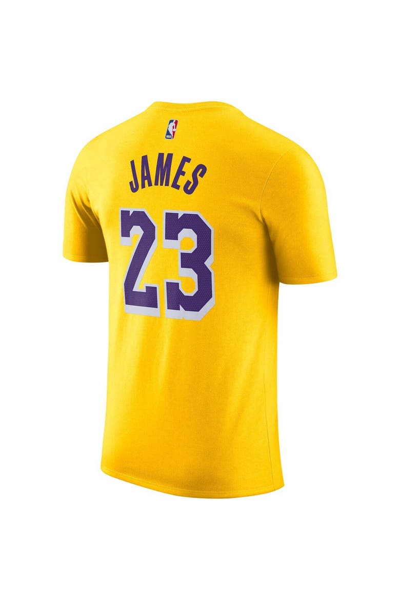 Men's Nike LeBron James Gold Los Angeles Lakers Icon 2022/23 Name & Number T-Shirt, Alternate, color, Gold