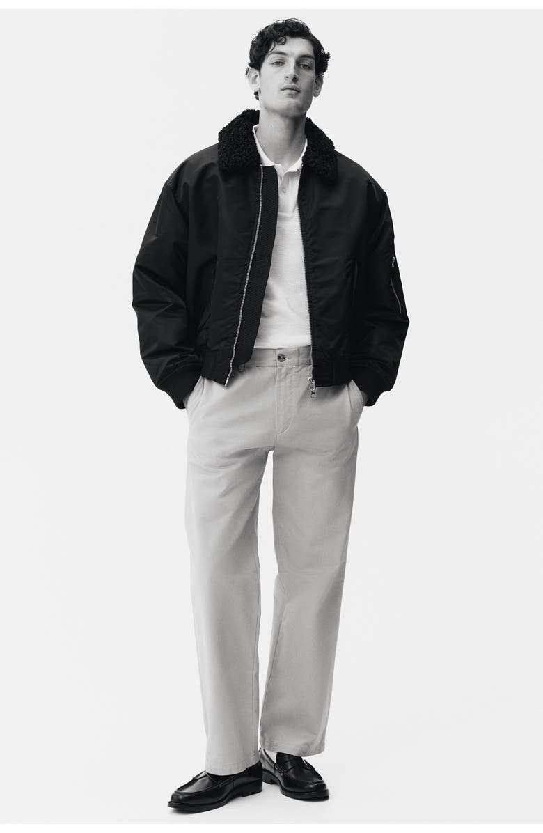 H&M Slim Fit Jacquard-knit Polo Shirt, Alternate, color, Cream