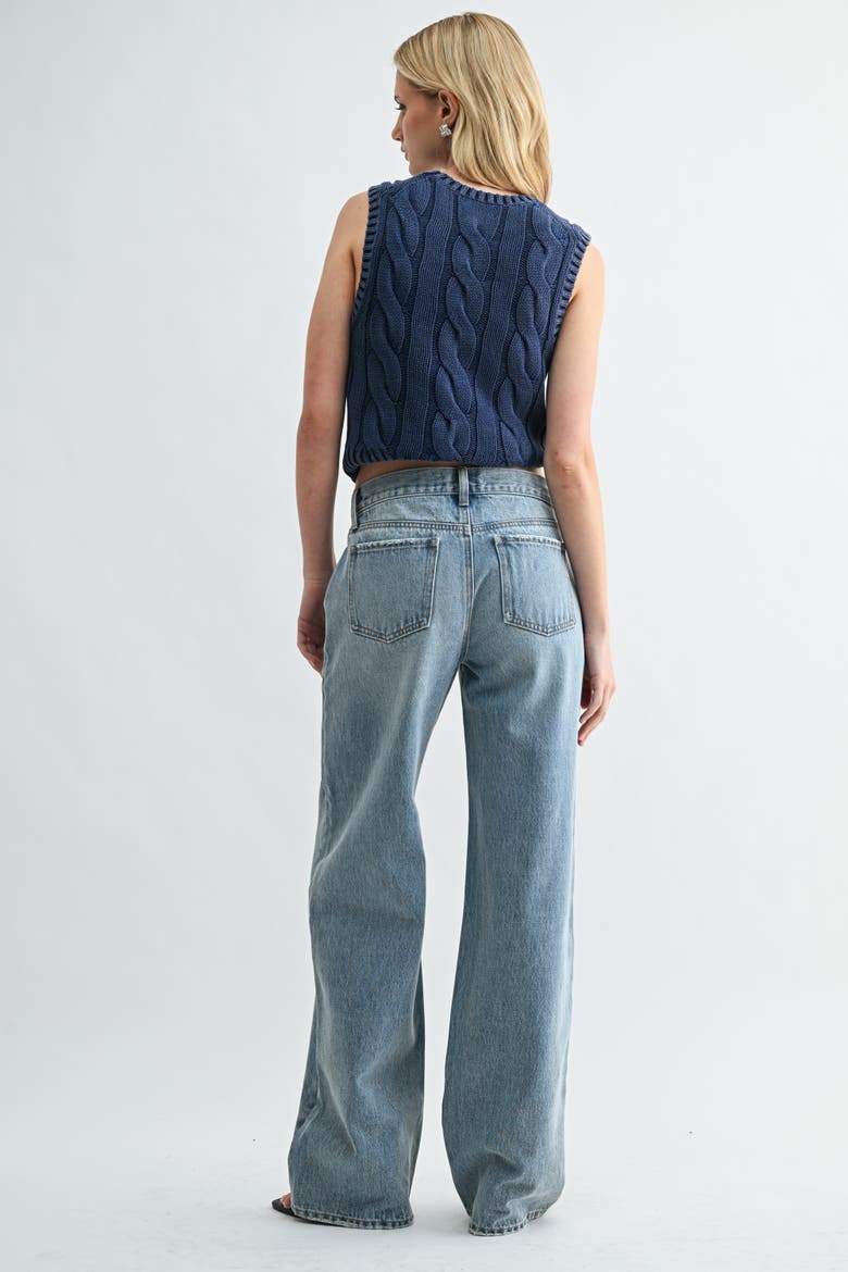 Low Rise Baggy Wide Leg Jeans, Alternate, color, Light Wash